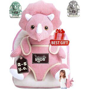 🆕 Girls Pink Dinosaur Toys Triceratop Stuffed Animal  2 3 4 5 Year Old Backpack